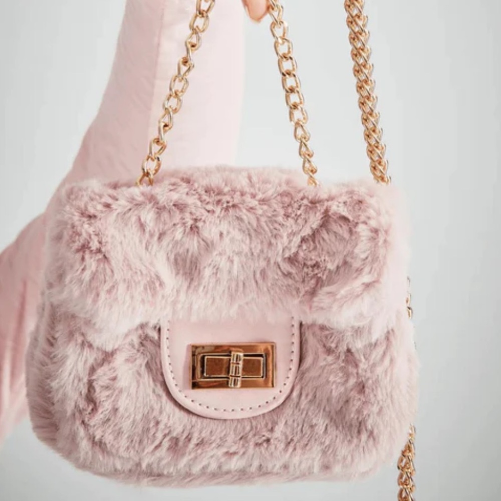 ML Kids PU006 faux fur blush purse